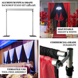 Adjustable Pipe and Drape Backdrop Stand with Double Cross Bars, Silver Aluminum Frame