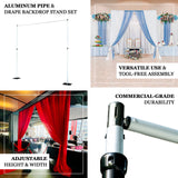 12ft Silver Aluminum Adjustable Backdrop Stand with Heavy Steel Base Plate, DIY Pipe and Drape Photo