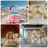 8ft Gold Metal Dome Wedding Arch, Heavy-Duty Backdrop Stand 3D Floral Balloon Frame
