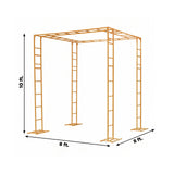 Yellow 10 ft metal frame structure with 8 ft width and length for fitness setups.
