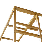 Gold metal shelving unit frame in studio isolation.