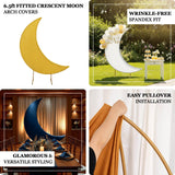 6.5ft fitted crescent moon arch cover in yellow and blue for events and celebrations.