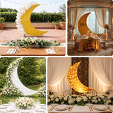Decorative crescent moon displays for event decor and celebrations.