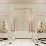 7ft Wedding Arch Rectangular Backdrop Stand – Arc de Triomphe Style 3D Heavy Duty Gold Metal Frame for Balloon & Floral Display