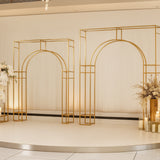 7ft Wedding Arch Rectangular Backdrop Stand – Arc de Triomphe Style 3D Heavy Duty Gold Metal Frame for Balloon & Floral Display
