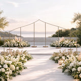 8ft x 12ft Curved Wave Wedding Arch Backdrop Stand Gold – Right Side Heavy-Duty Metal