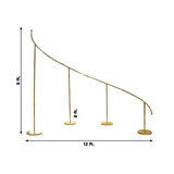 8ft x 12ft Curved Wave Wedding Arch Backdrop Stand – Gold Heavy-Duty Metal Frame for Event