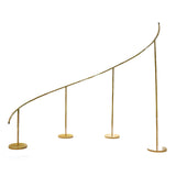 Curved gold floor lamp with four circular bases #whtbkgd