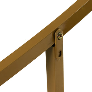 Metallic brown folding table leg detail