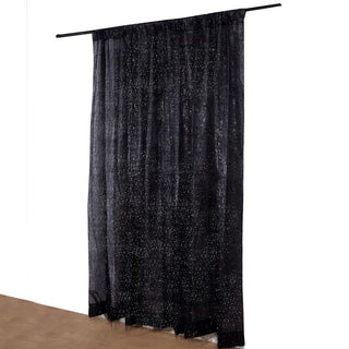 Elevate Your Event with the 8ft Black Metallic Fringe Shag Photo Backdrop Drapery Panel