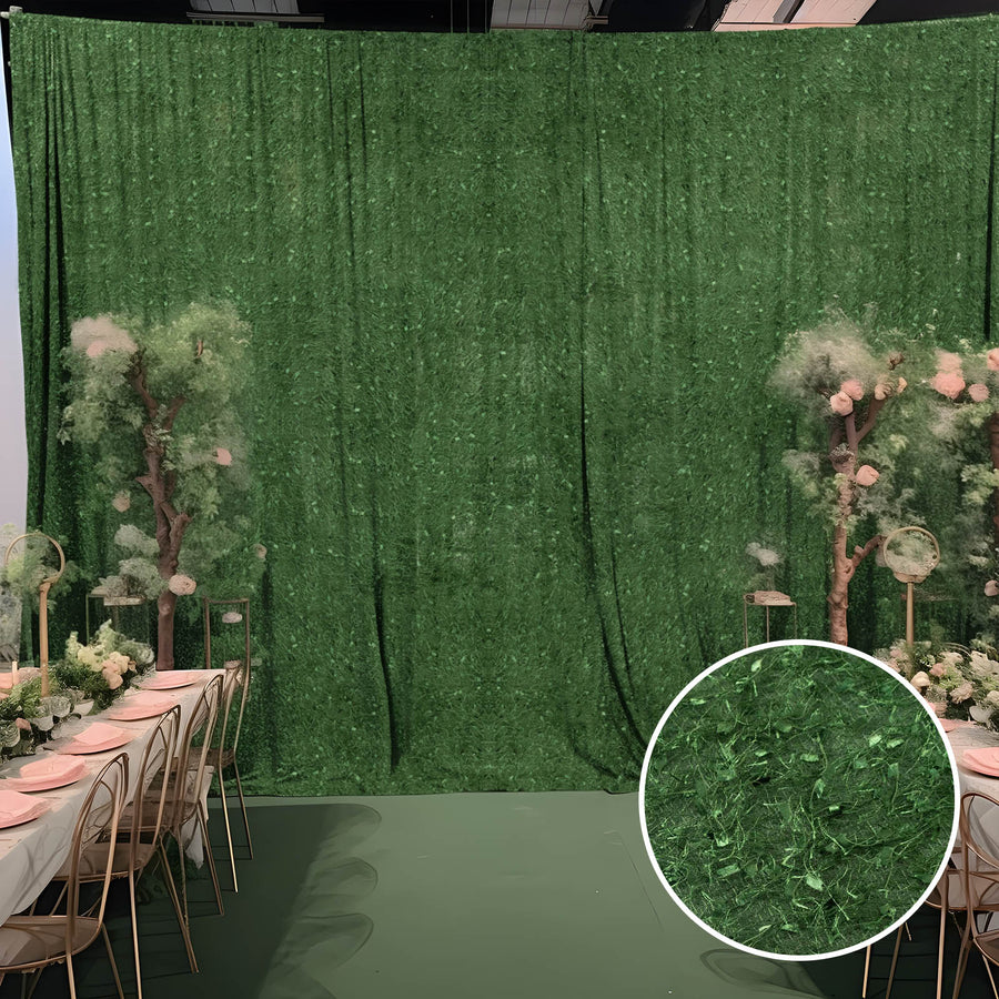 8ftx8ft Green Fringe Shag Polyester Wedding Drapery Panel, Minky Fabric Photo Backdrop Curtain