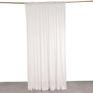 Elevate Your Wedding Decor with the White Fringe Shag Polyester Wedding Drapery Panel