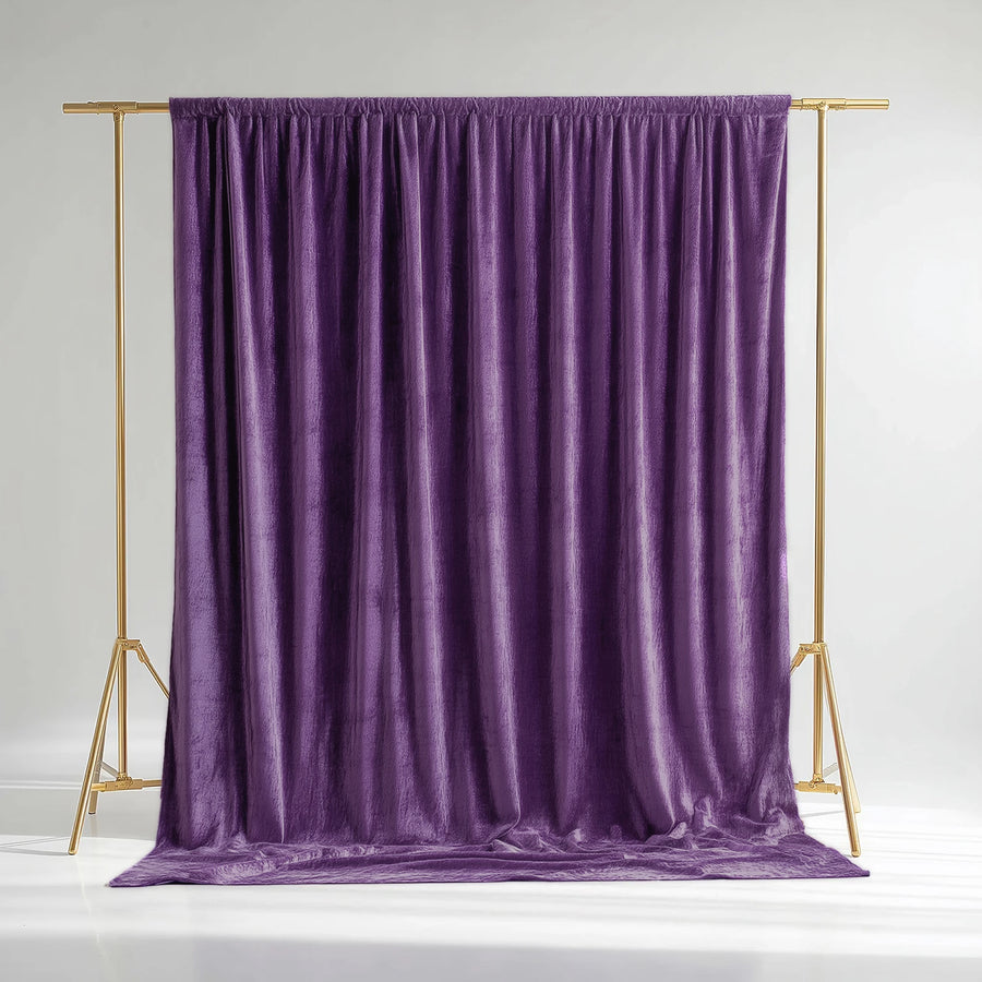 Purple velvet backdrop on gold stand for photography
