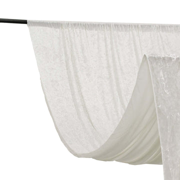 5ftx12ft White Premium Smooth Velvet Event Curtain Drapes, Privacy Backdrop Event Panel with Rod Pocket