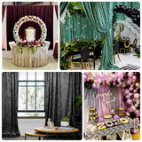 Decorative event drapes, balloon arches, and party backdrops in elegant color themes