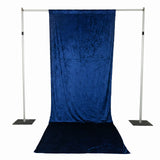 Blue velvet photography backdrop stand with floor drop cloth and side supports