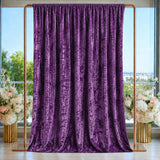 Purple velvet curtain backdrop with floral arrangements and gold frame