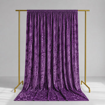 Purple Crushed Velvet Backdrop Curtain – 5ft x 14ft Event Drape with Rod Pocket, Privacy Panel for Photo Booths & Events