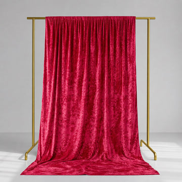Red Crushed Velvet Backdrop Curtain – 5ft x 14ft Event Drape with Rod Pocket, Privacy Panel for Photo Booths & Events