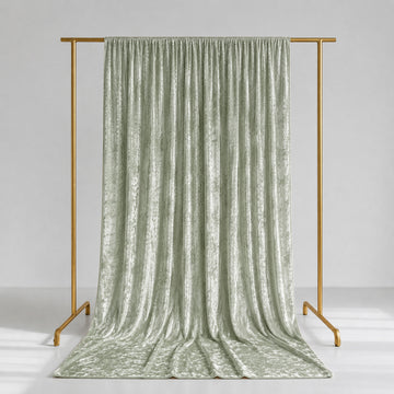 Sage Green Crushed Velvet Backdrop Curtain – 5ft x 14ft Event Drape with Rod Pocket, Privacy Panel for Photo Booths & Events