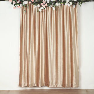 Elevate Your Event Decor with the 8ft Champagne Premium Smooth Velvet Photography Curtain Panel