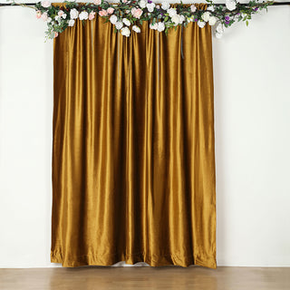 Add a Touch of Glamour with the 8ft Gold Premium Smooth Velvet Photography Curtain Panel