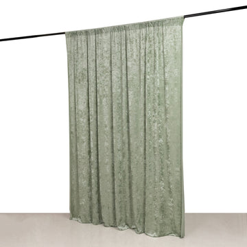 8ftx8ft Sage Green Premium Smooth Velvet Event Curtain Drapes, Privacy Backdrop Event Panel with Rod Pocket