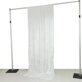 White backdrop curtain on adjustable portable stand for photography studio