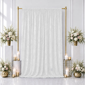 5ft x 12ft Premium Crushed Velvet Backdrop Curtain White – Event Drape Panel & Photo Booth Background with Rod Pocket, 70% Blackout