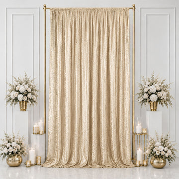5ft x 14ft Premium Crushed Velvet Backdrop Curtain Beige – Event Drape Panel & Photo Booth Background with Rod Pocket, 70% Blackout