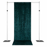 Portable photo backdrop stand with dark green textured curtain backdrop