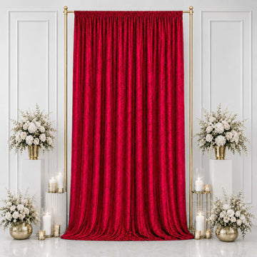 5ft x 14ft Premium Crushed Velvet Backdrop Curtain Red – Event Drape Panel & Photo Booth Background with Rod Pocket, 70% Blackout