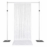 Adjustable backdrop stand with white sequin curtain backdrop for events