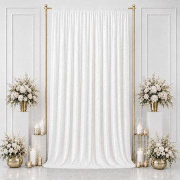 5ft x 14ft Premium Crushed Velvet Backdrop Curtain White – Event Drape Panel & Photo Booth Background with Rod Pocket, 70% Blackout