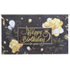 6ftx3ft Black / Gold Happy Birthday Polyester Background Banner#whtbkgd