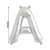 Silver foil letter A balloon, 13 inches tall.
