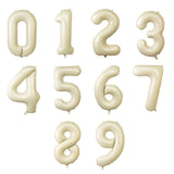 Matte Cream Number Balloons 0-9 – 35inch Large Mylar Foil Balloons, Air or Helium Fill