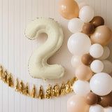 Matte Cream Number Balloons 0-9 – 35inch Large Mylar Foil Balloons, Air or Helium Fill