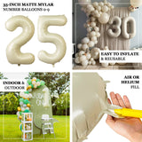 Matte Cream Number Balloons 0-9 – 35inch Large Mylar Foil Balloons, Air or Helium Fill