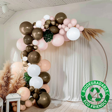 Set of 124 Tan Brown Biodegradable Balloon Arch Kit, Rustic Double Layered Extra Strong Latex Party Balloon Garland