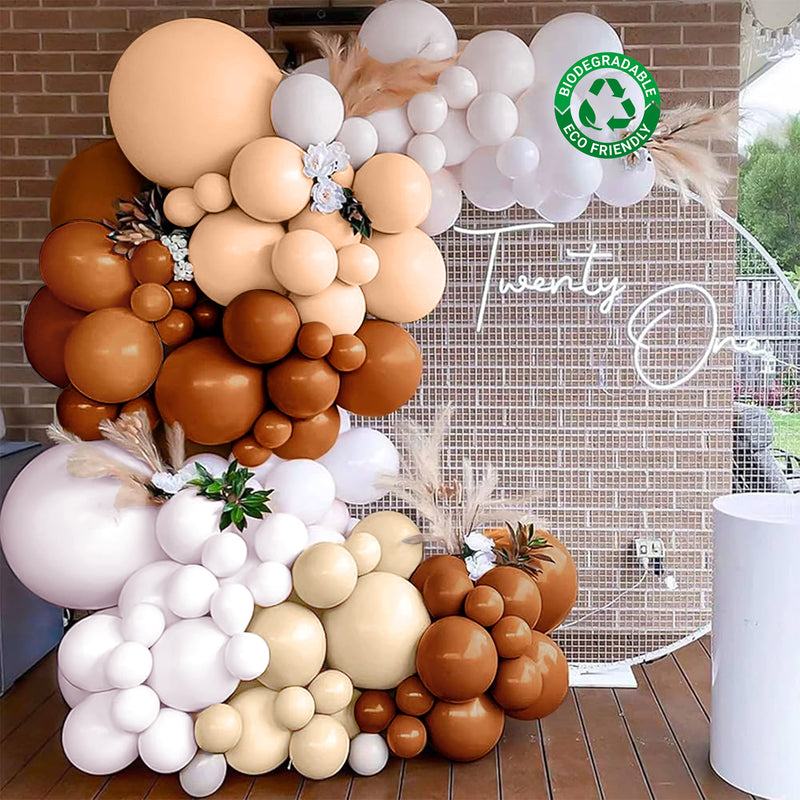 Assorted beige, white, and brown balloon garlands
