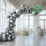 Set of 110 Silver Balloon Garland Kit – Biodegradable Extra Strong Latex Balloons for Party#whtbkgd