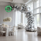 Set of 110 Silver Balloon Garland Kit – Biodegradable Extra Strong Latex Balloons for Party