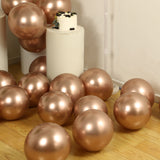 50 Pack Chrome Rose Gold Biodegradable Latex Balloons 12inch Thick Eco Friendly Metallic Party