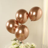 50 Pack Chrome Rose Gold Biodegradable Latex Balloons 12inch Thick Eco Friendly Metallic Party