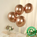 50 Pack Chrome Rose Gold Biodegradable Latex Balloons 12inch Thick Eco Friendly Metallic Party