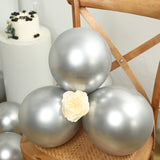 50 Pack Chrome Silver Biodegradable Latex Balloons 12", Thick Eco Friendly Metallic Party Balloons