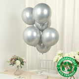 50 Pack Chrome Silver Biodegradable Latex Balloons 12", Thick Eco Friendly Metallic Party Balloons