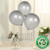 10 Pack Chrome Silver Biodegradable Latex Balloons 18inch Thick Eco Friendly Metallic Party Balloons