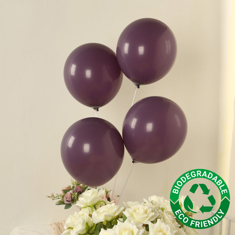 50 Pack Matte Pastel Violet Amethyst Biodegradable Balloons 12inch, Round Eco-friendly